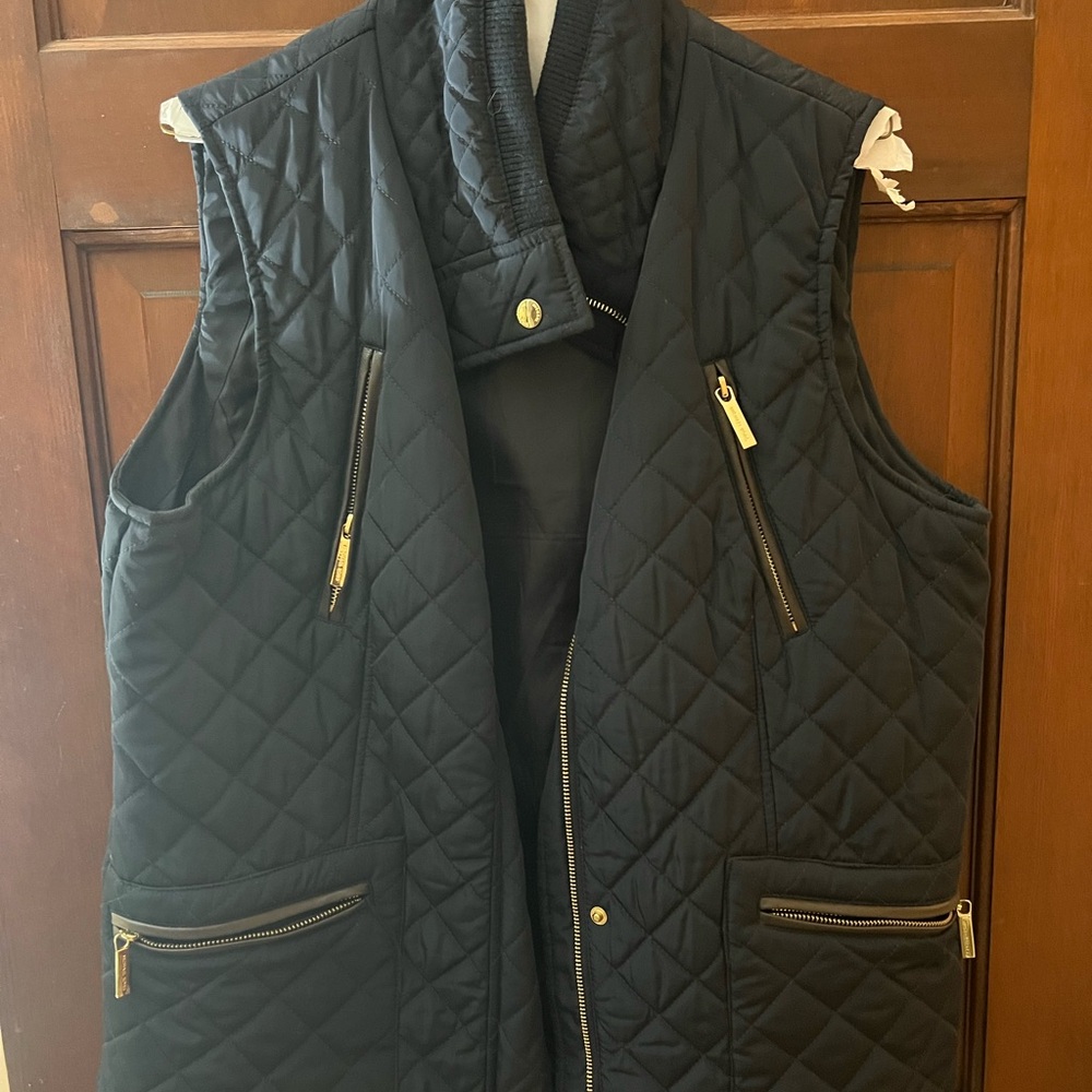 MICHAEL Michael Kors Gold and Navy Quilted Vest